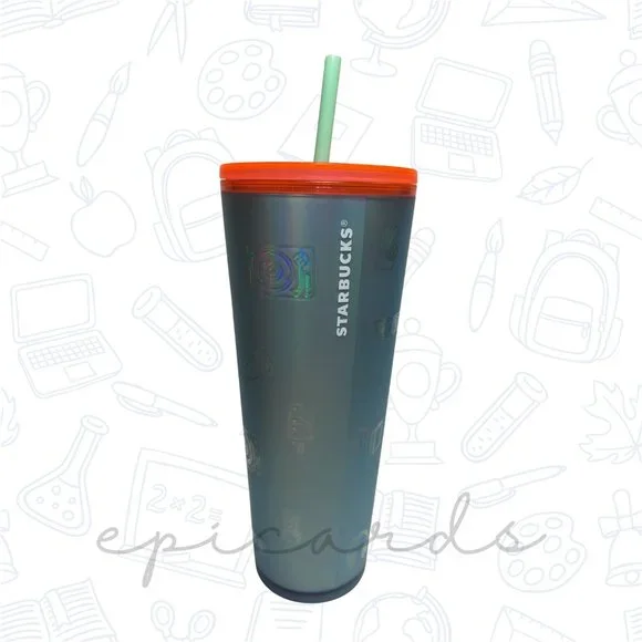 Starbucks | Dining | Starbucks Back To School 222 Soft Touch Emoji Icons  Icy Blue Tumbler Venti 24oz | Poshmark